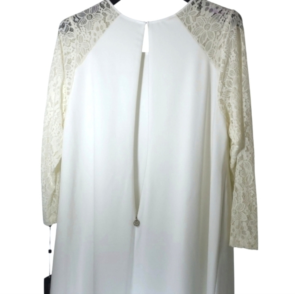 Tommy Hilfiger Lace-Sleeve A-Line Ivory Dress Size 18W NWT - Picture 8 of 15